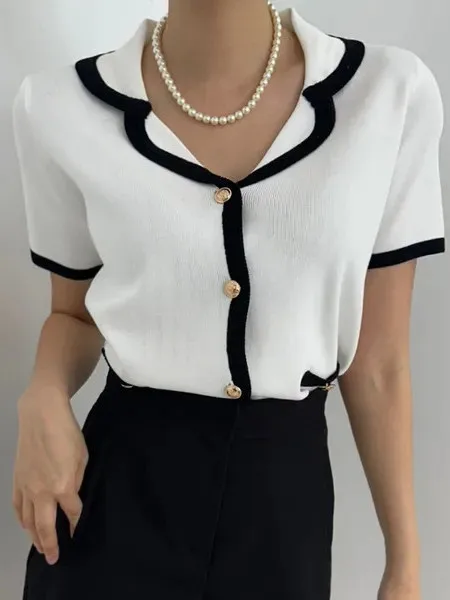 

Sweet Youth-Reducing Single-Button Knitted ort-Sve Open Cardigan Women's Summer 2025 New Sle Small Fraance Sle Top