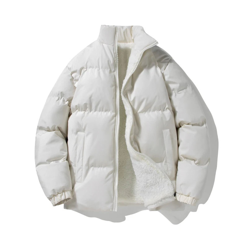 

Men in cotton padded jackets autumn and winter thickened and fleece coats trendy loose stand up collar bread jackets