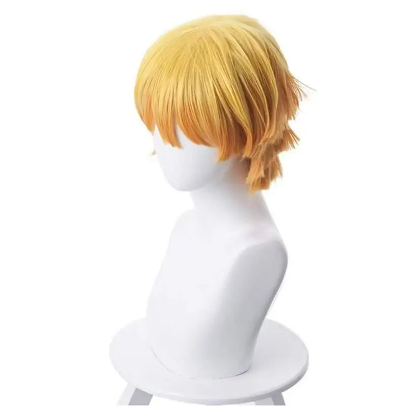 Gelbe Ombre geschichtete kurze Cosplay-Perücke für Zenitsu Agatsuma |   Vorgestylte, stachelige Spitzen und hitzebeständige Fasern
