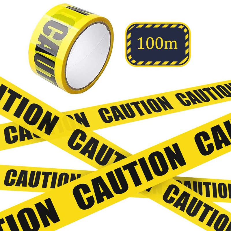 100m/Roll Barricade Safety Tapes With Bold Black Font Text Maximum Readability For Halloween Decorations Workplace Danger Areas