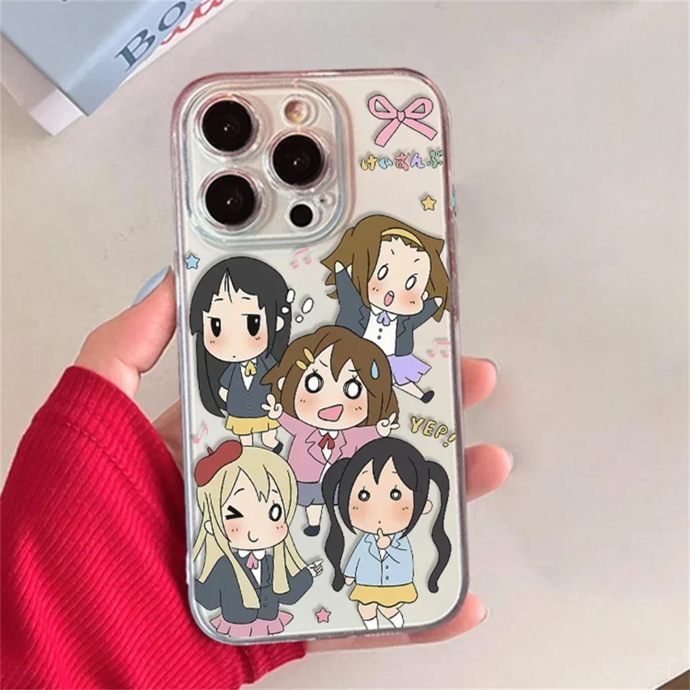 Japanese Anime K-ON! Clear Case for iPhone 15 16 Plus 12 13 mini 11 14 Pro Max XR Ultra Thin Anti-Scratch Soft Silicone Cover