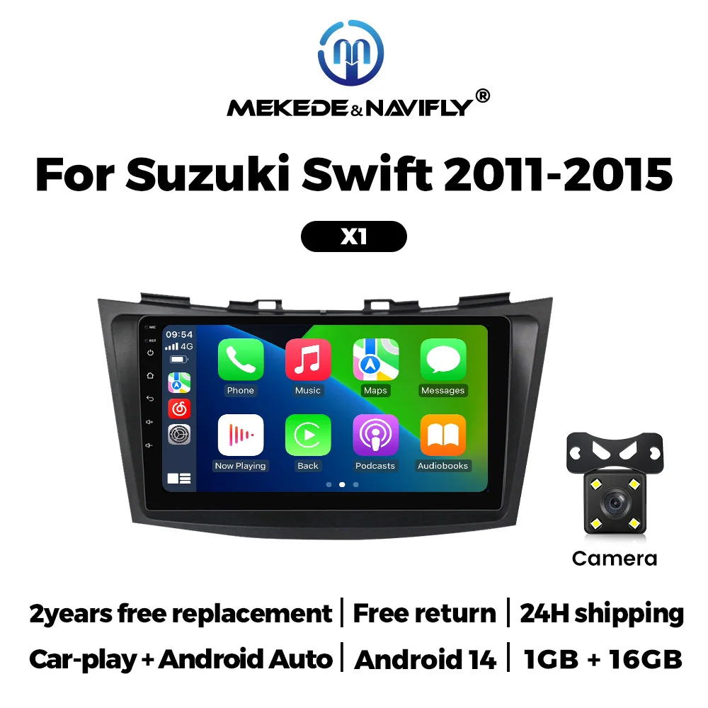 MEKEDE Android 14 Autoradio Stereo Voor Suzuki Swift 2011-2015 Autoradio Multimedia Speler Navigatie WiFi 2Din 9 inch CarPlay