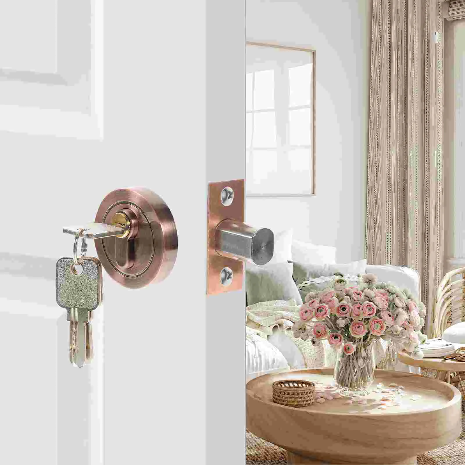 Door Lock Bolt Locks for Doors Exterior Knob Cylinder Deadbolt Single Sided Deadbolts Hidden Entry