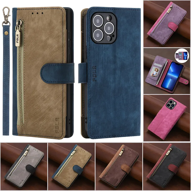 

Двухцветный кожаный чехол для телефона iPhone 15 14 Pro Max 13 12 11 X XS XR 8 7 Plus SE 2022, чехол-кошелек на молнии с откидной крышкой и отделением для карт