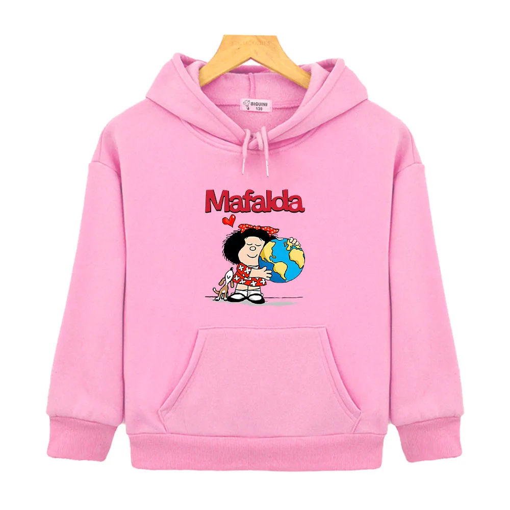 Kids Mafalda Hoodies for Teen Girls Kawaii Graphic Anime Sweatshirts Baby Boy Clothes Children's Clothing Hoody Long Sleeve Tops