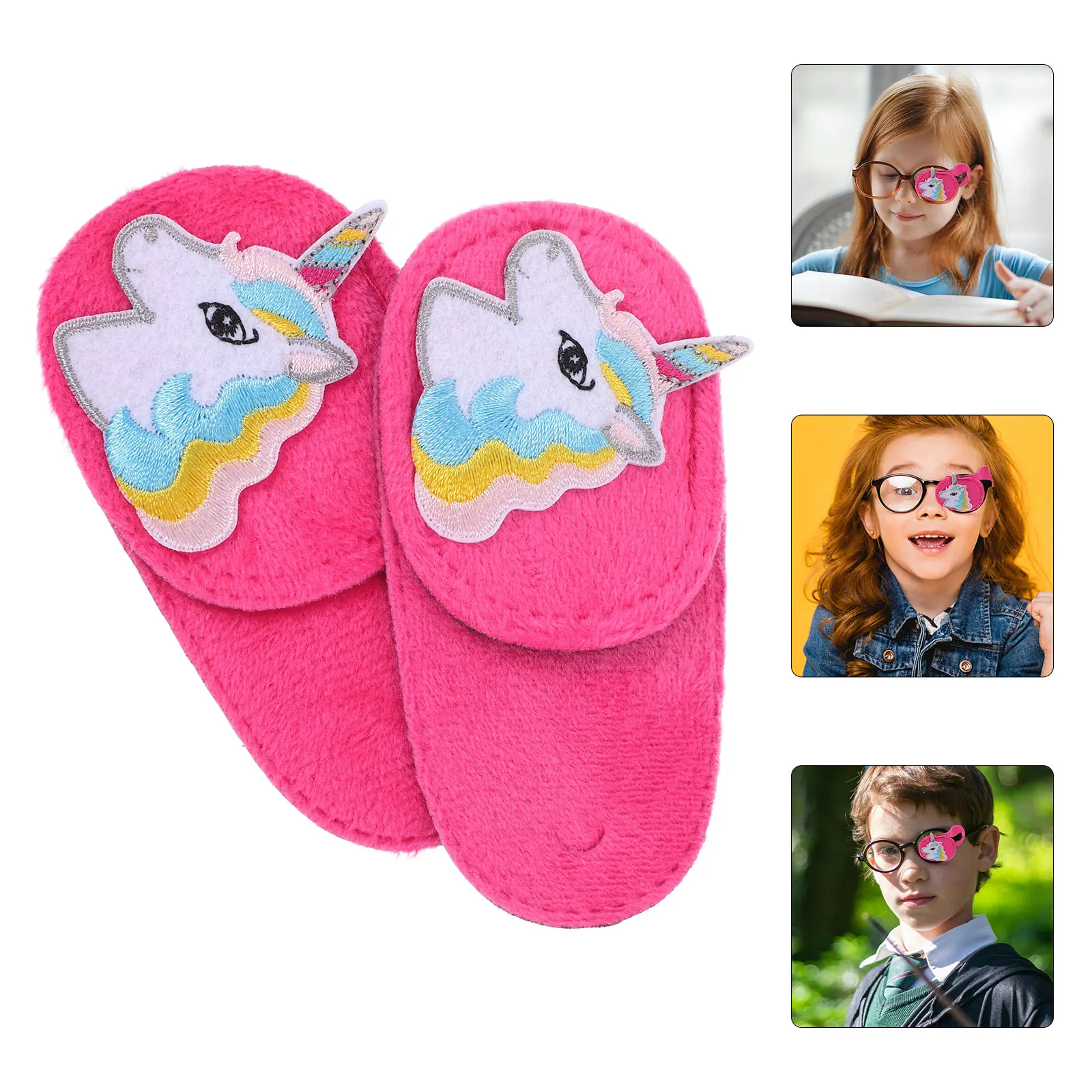 

2 Pcs Eye Patches Kids Amblyopia Shading Monocular Pad Single Cover Flannel Adhesive Practical Children Eye Covers Safe Material