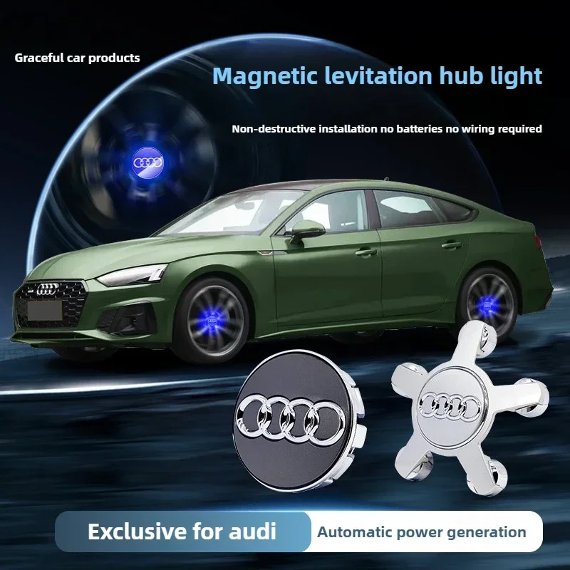 

AUDI 4pcs Hub Led Lights Cap Car Floating Illumination Wheel Center Covers Caps For A3 A4 A5 A6 A7 A8 S4 Q7 Q3 Q5 Sticker