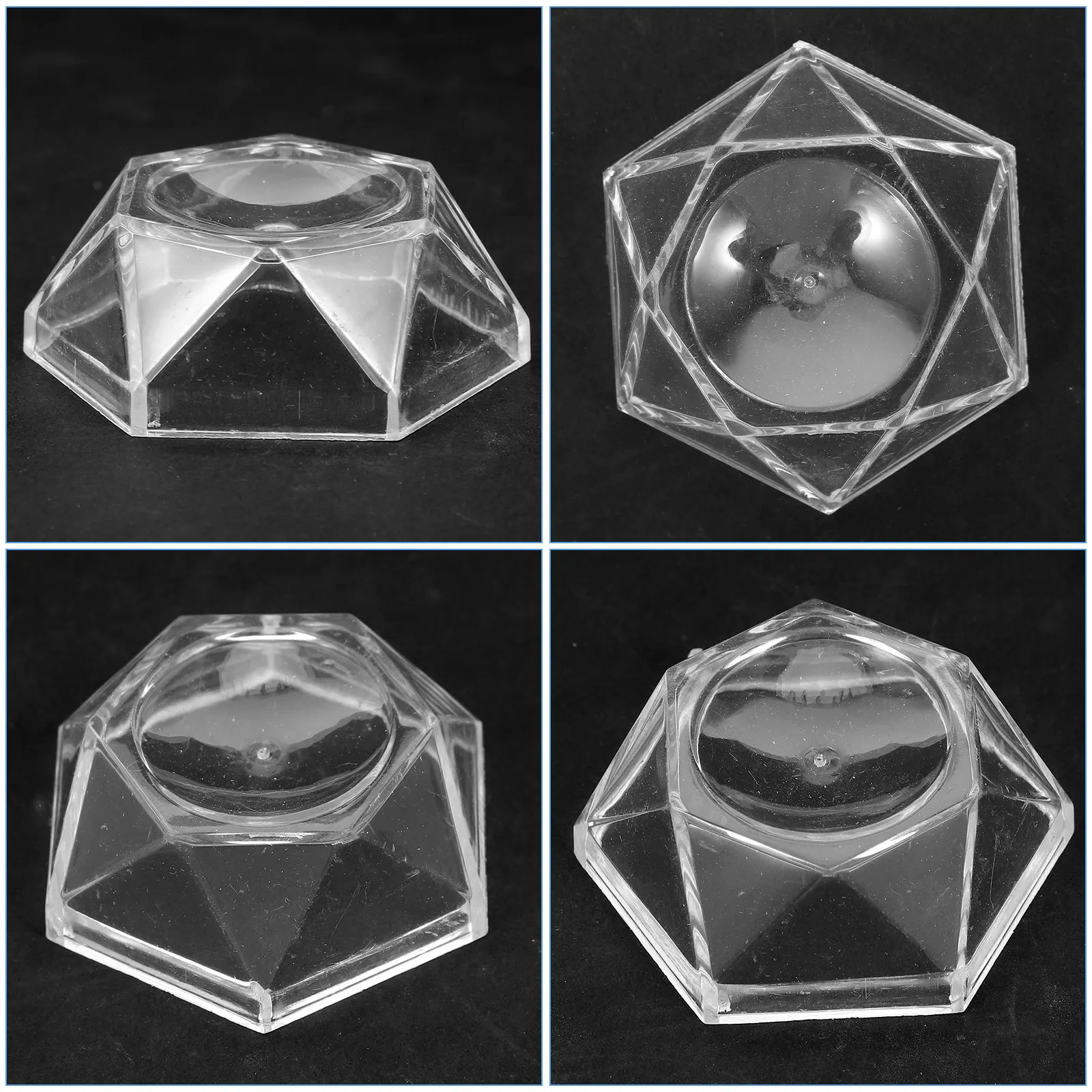 10Pcs Acrylic Mineral Specimen Display Stand Transparent Crystal Stone Holder Stable Hexagon Base for Rock Collection Desktop