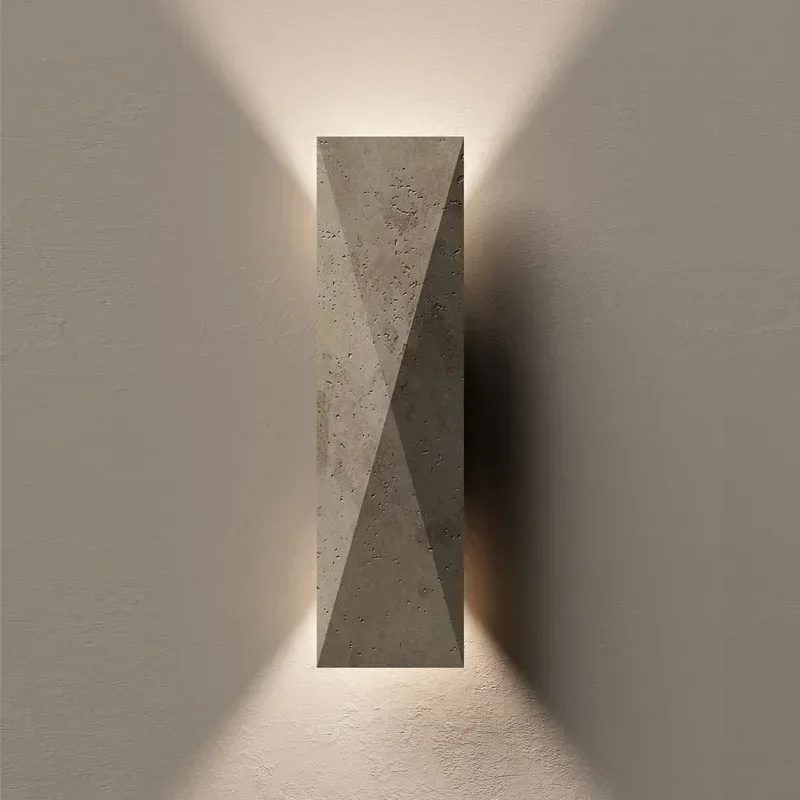 outdoor wall lamp Yellow travertine stone Japanese style  Wall lights Living Room Bedside Bedroom Decoration LED Light Fixtures
