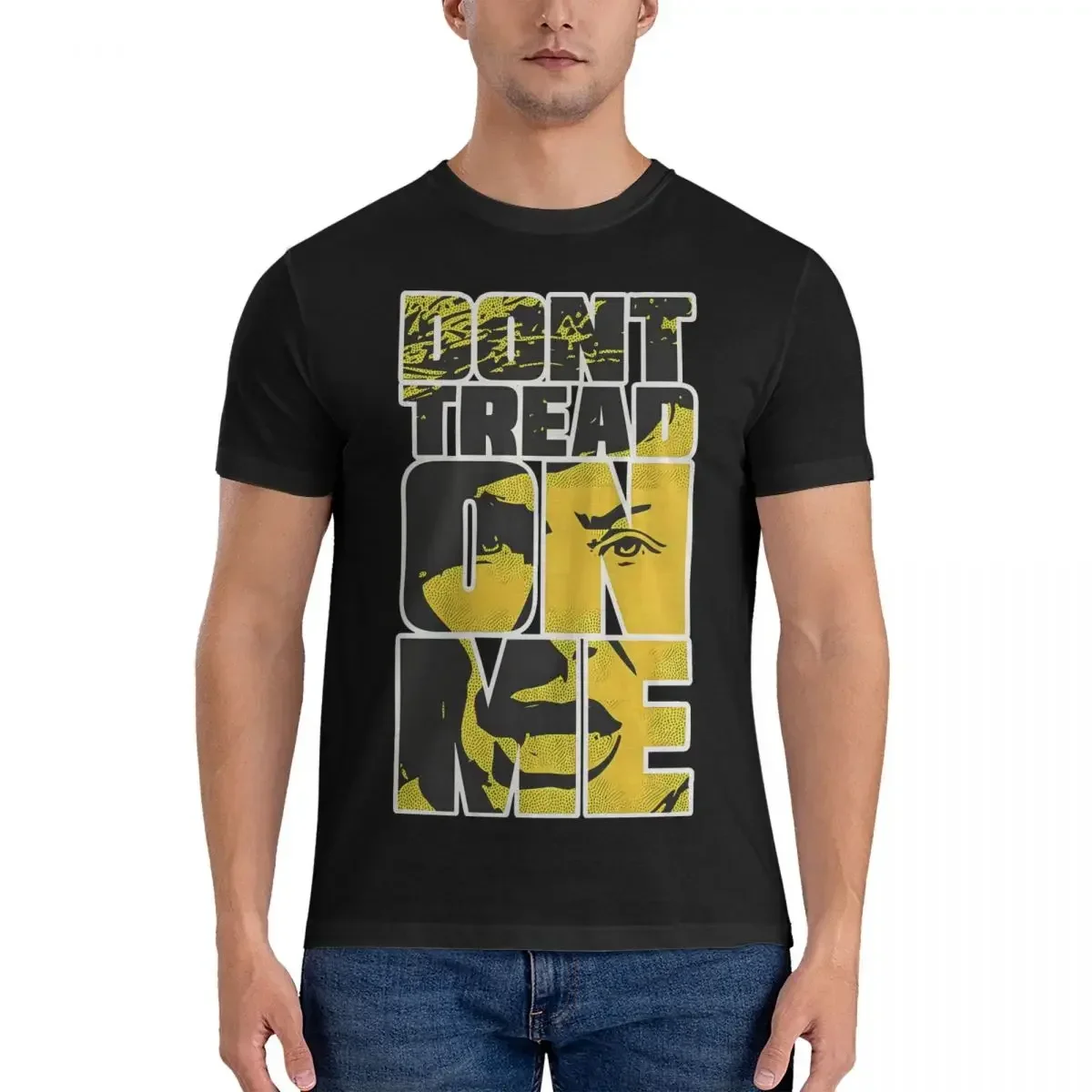 

Men's Don't Tread On Me Face Texture T Shirt Javier Milei Cotton Tops Casual Short Sleeve Round Collar Tee Shirt Summer T-Shirt