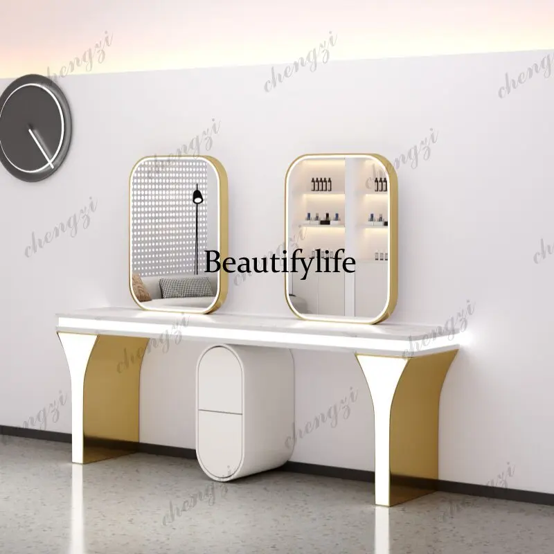 Barber shop mirror hair salon special hair salon with lamp hair cutting perm and dyeing single and double-sided mirror