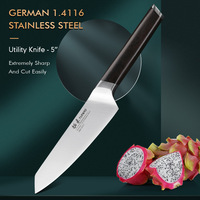 TURWHO 5 Inch Chef's Utility Knives German 1.4116 Stainless Steel for Cutting Fruits And Vegetables Sharp Slicing Kitchen Knife