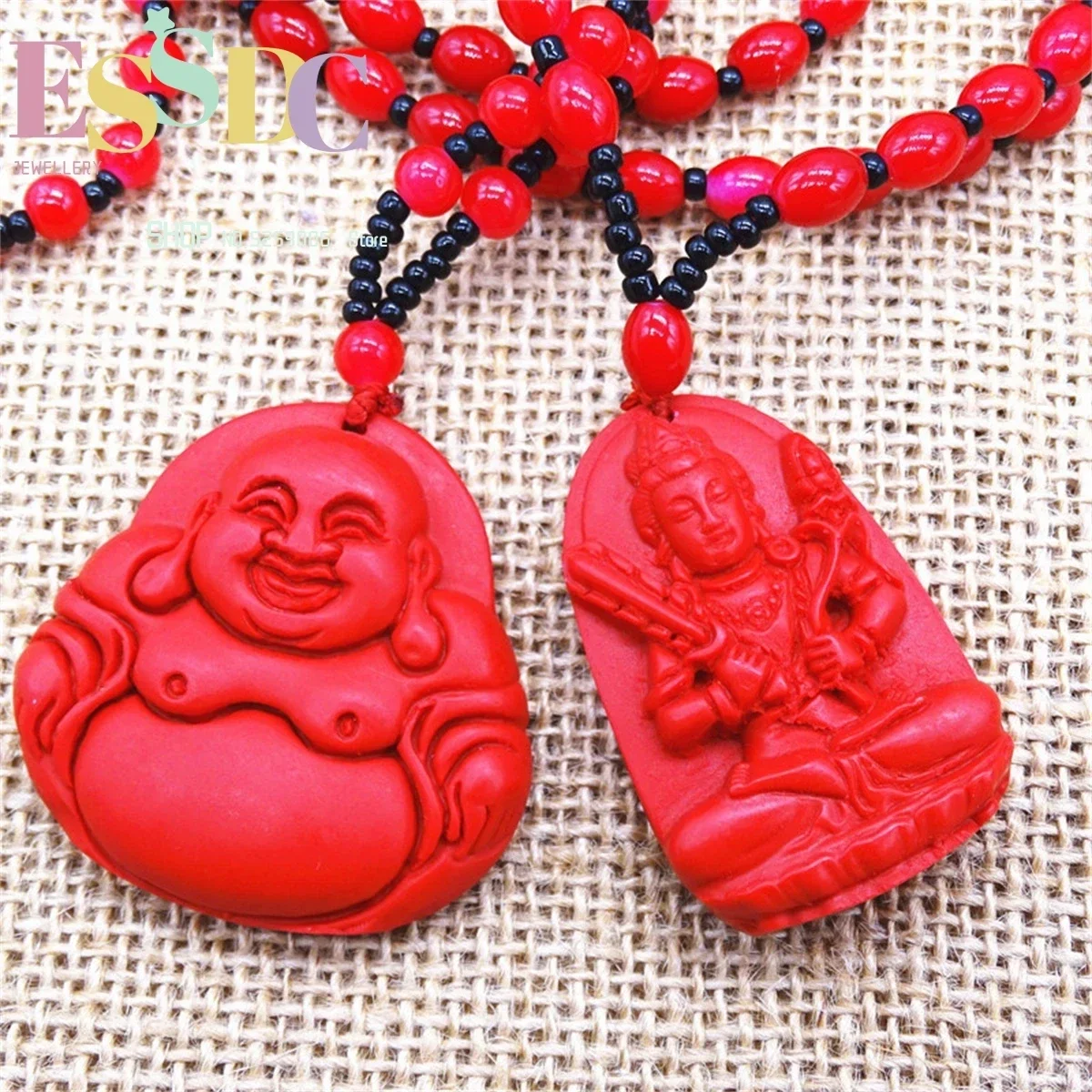 Cinnabar Necklace Patron Saint Hangtag Maitreya Buddha Red Cinnabar Pendant Charm Jewelry Fashion Women's Men's Amulet Gift