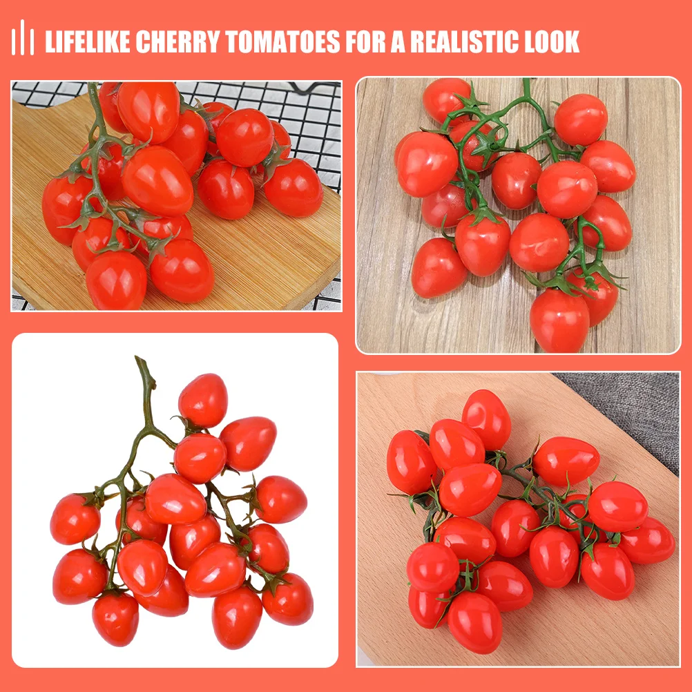 Simulation Cherry Tomatoes Bunches Elegant Stylish Decor Home Office Restaurant Display Lightweight Compact Fake Cherry Tomatoes