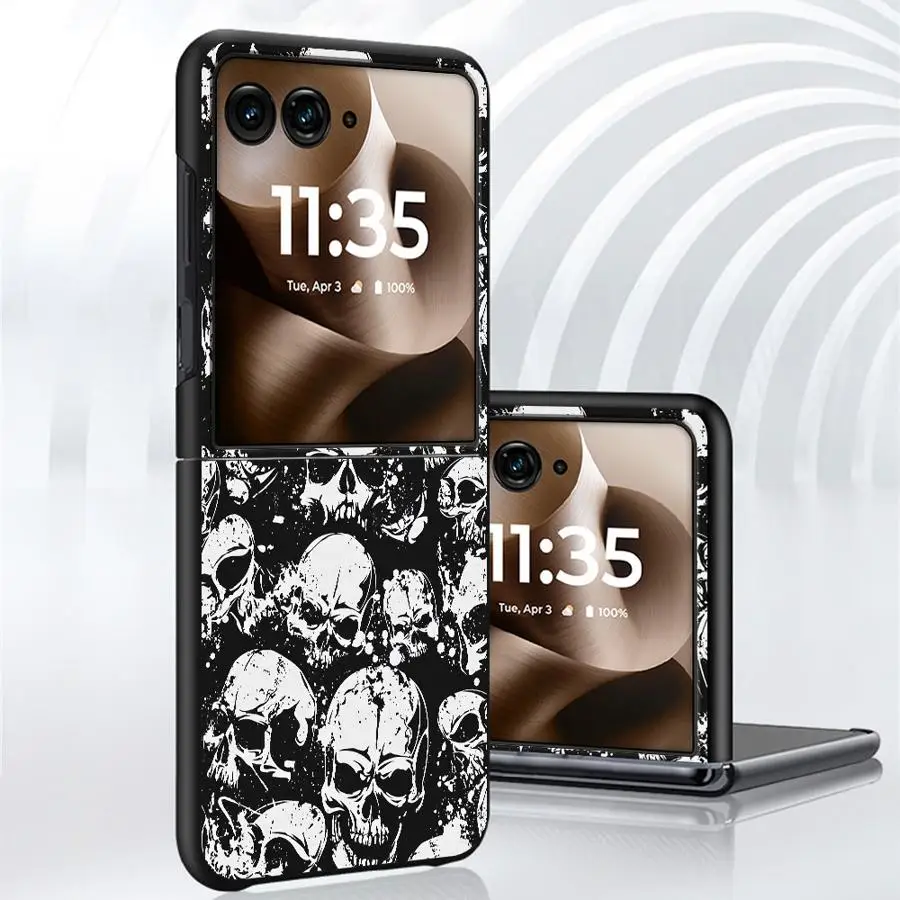Funda para Motorola 50 60 Ultra 50/60, Funda trasera para teléfono, Funda de lujo con diseño de calavera en blanco y negro