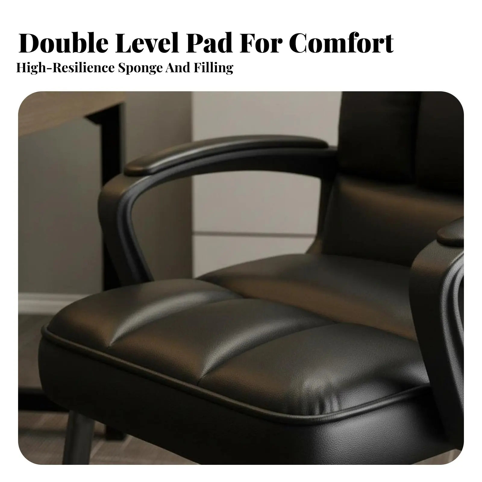 High-Spine Sled Base Chair No Wheels Sled Base Armchair Thick Padded Padding Ergonomic Design
