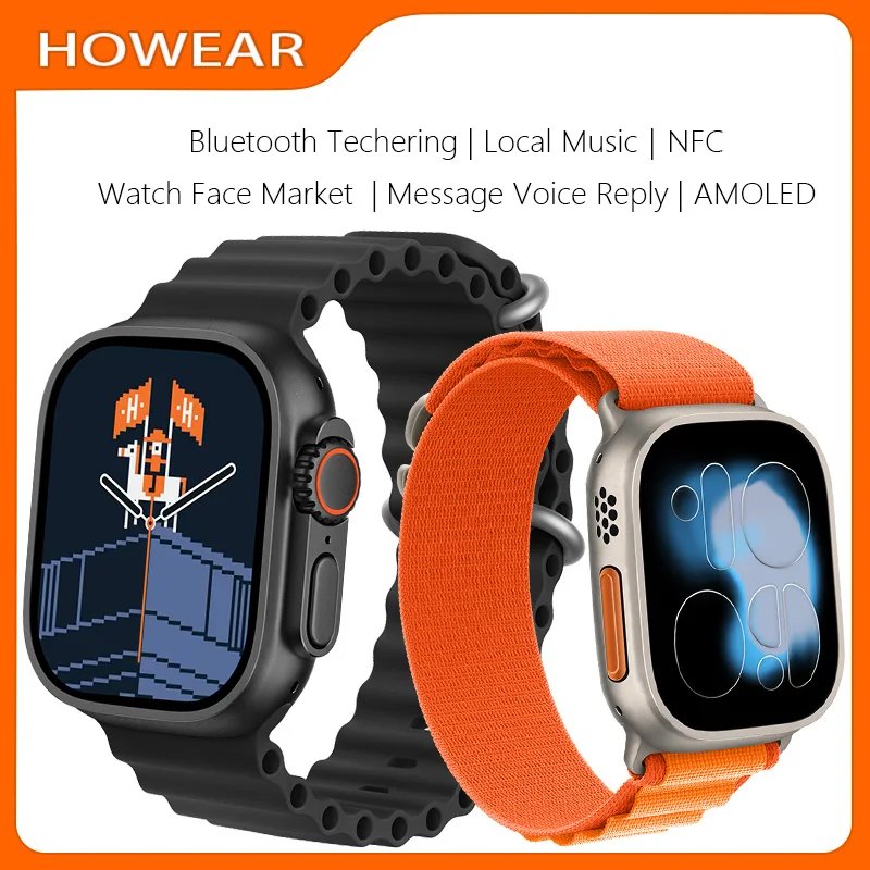 �y�Z�[�����z2026�N�V�^HOWEAR�E���g���X�}�[�g�E�H�b�`49mm AMOLED�X�N���[�� Bluetooth�ʘb�Ή� ���[�J�����y�Đ� NFC �E�H�b�`�t�F�C�X�}�[�P�b�g Android IOS HW W11�Ή�