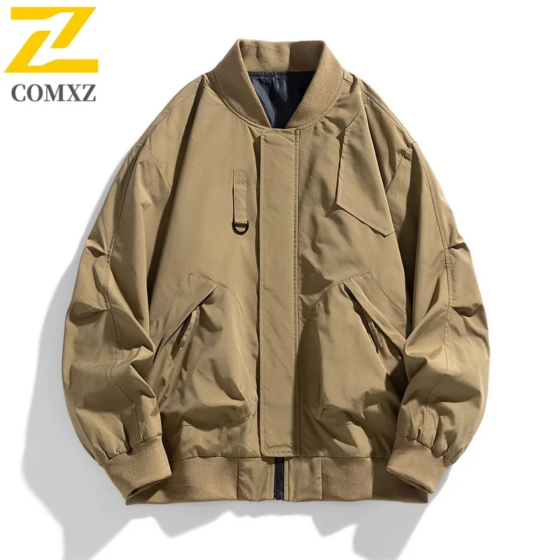 

COMXZ 2025 Мужская куртка Гонконг в японском стиле размера плюс для путешествий Высокое качество Верхняя одежда с воротником-стойкой Уличная одежда Красивое пальто