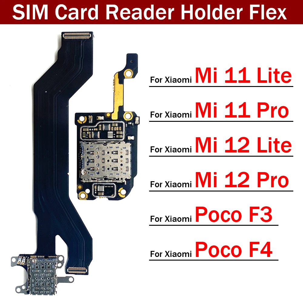 New For Xiaomi Mi 11 12 Lite Pro Poco F3 F4 5G SIM Card Holder Tray Slot Reader Socket Flex Cable