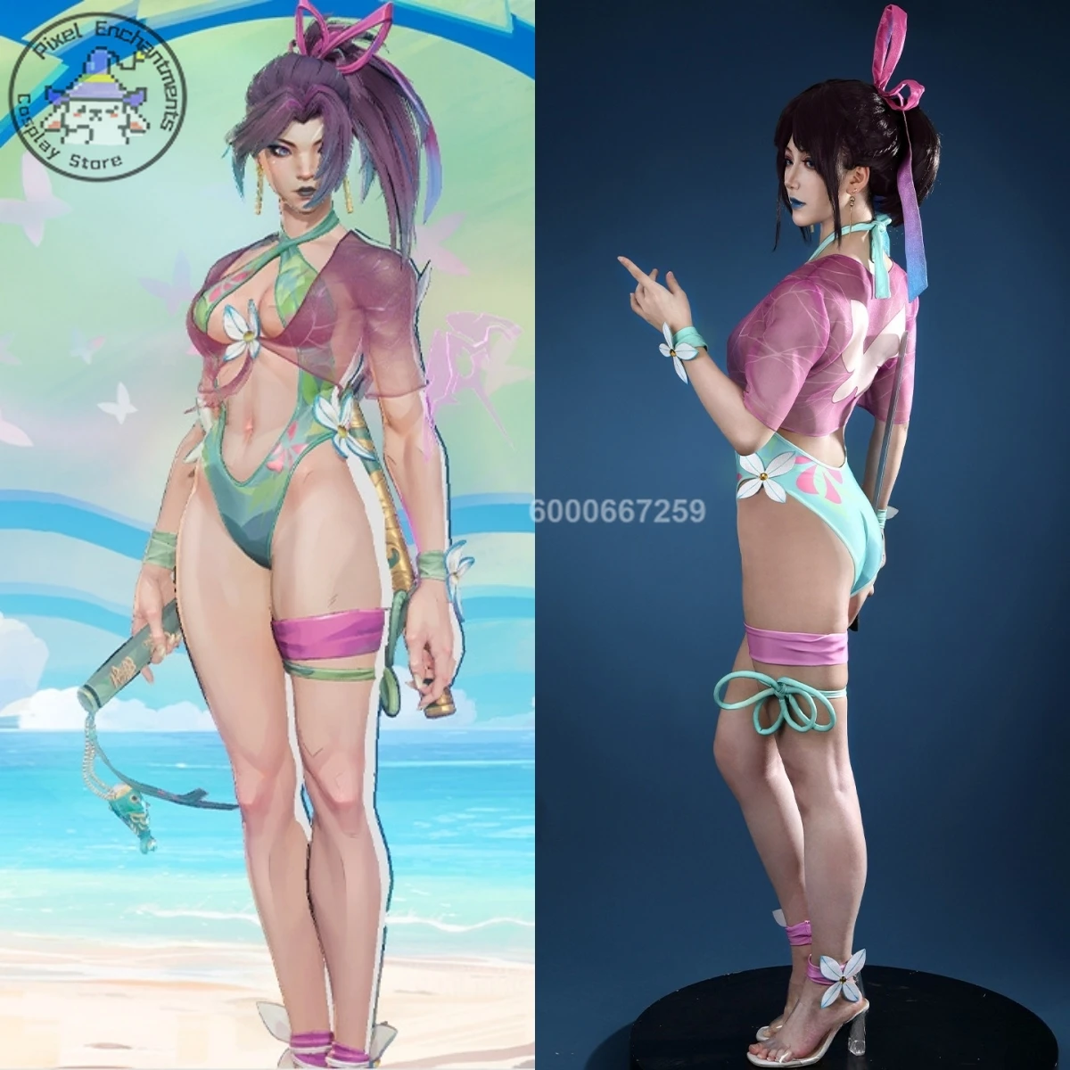 

Top Game Cosplay Costume Anime Psylocke Role Playing Clothes Blue One-piece Swimsuit for Women Comic Con Halloween Party Suits