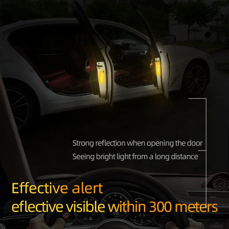 4Pcs Reflective Car Stickers Safety Warning Tape Waterproof Decal Strip For Smart EQ Fortwo Forfour 453 451 452 Roadster Wiper view 4