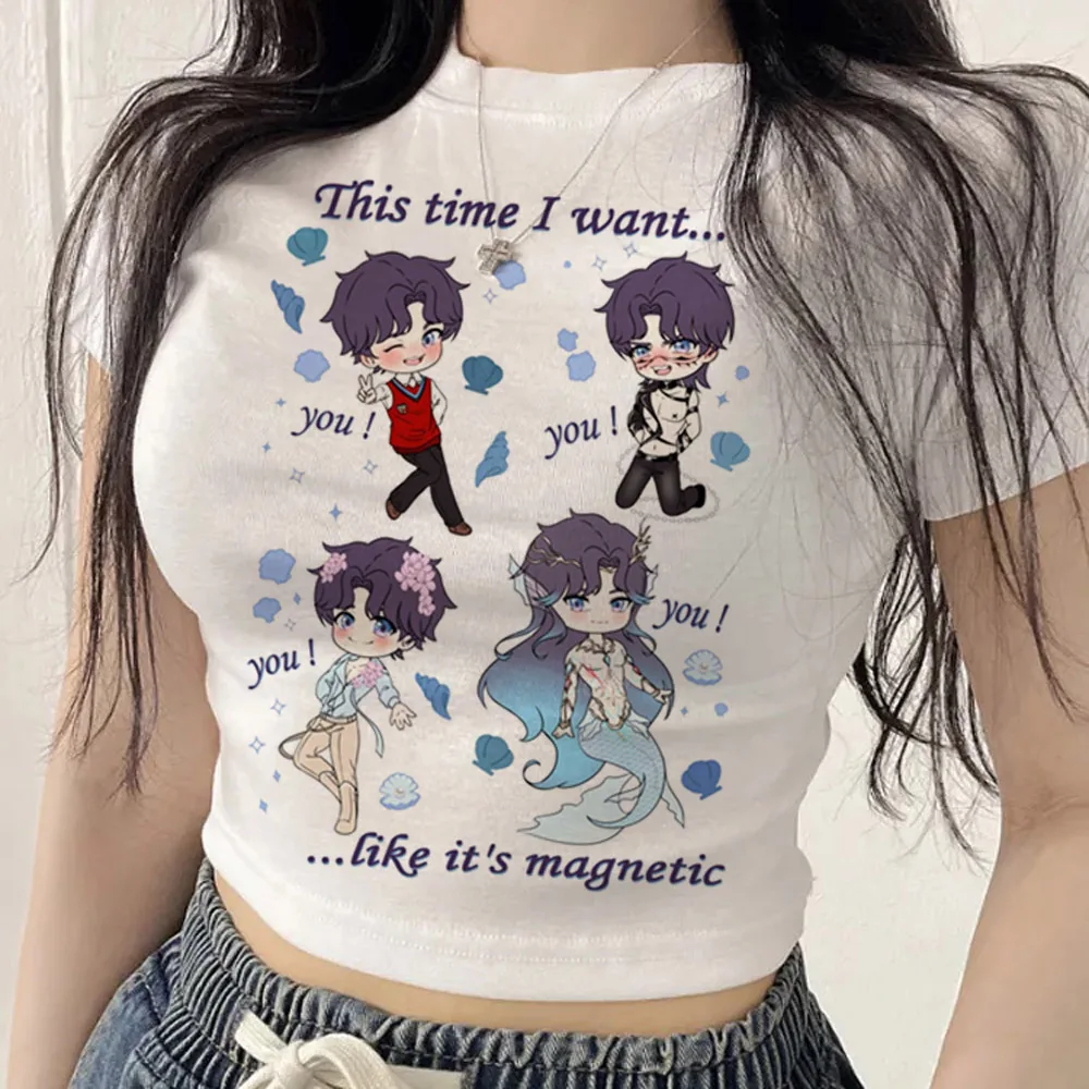 Love And Deepspace cropped top shoujo harajuku grunge dollette y2k baddie t-shirt graphic korean fashion y2k gyaru