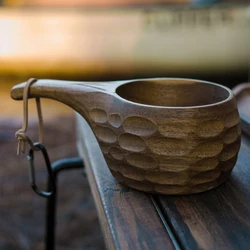Nordic Acacia Wooden Finland Mug for Camping Hiking Picnic Outdoor Beer Coffee Water Cup Bushcraft Tableware Finland Style