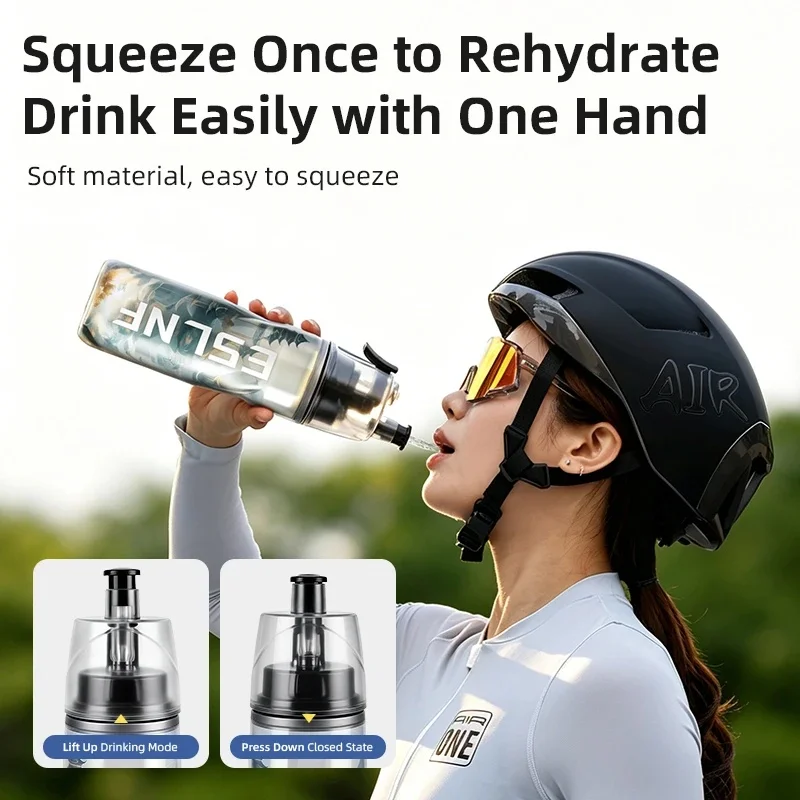 ESLNF 2 in 1 Mist Spray Cooling Bike Water Bottle 610ml 21oz Cycling Water Bottle Hot Cold Insulated BPA Free Leak Proof