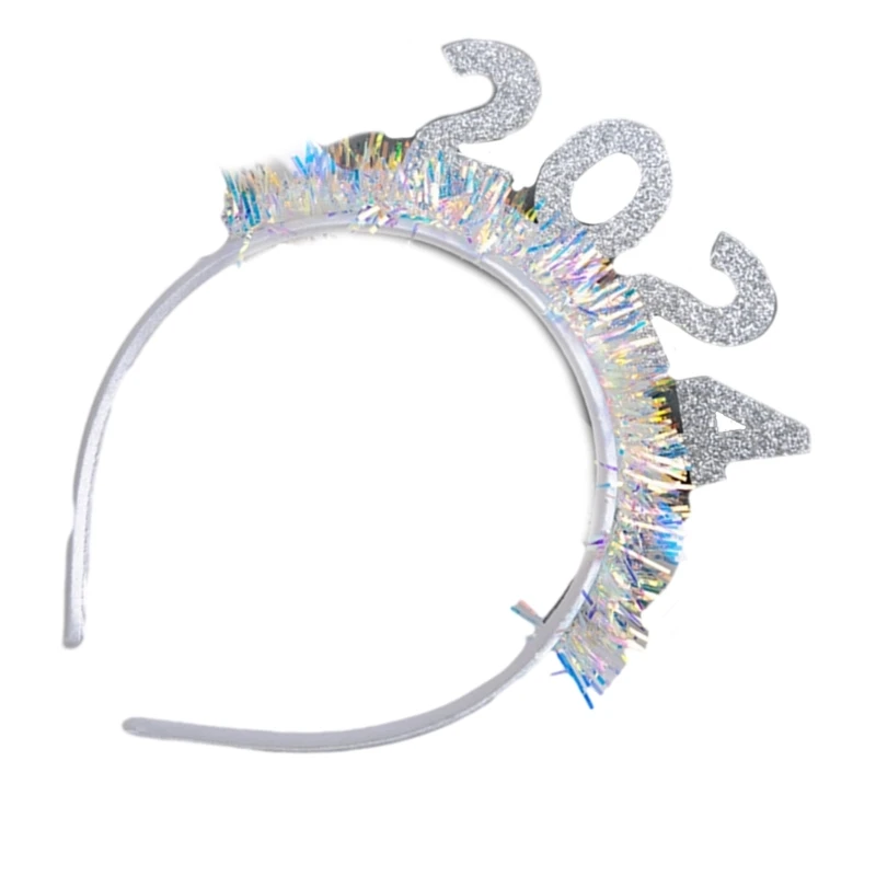 New Year Sequins 2024 Letter Hair Hoop Festival Women Makeup Headband for Photography Christmas Party Hair Accessories