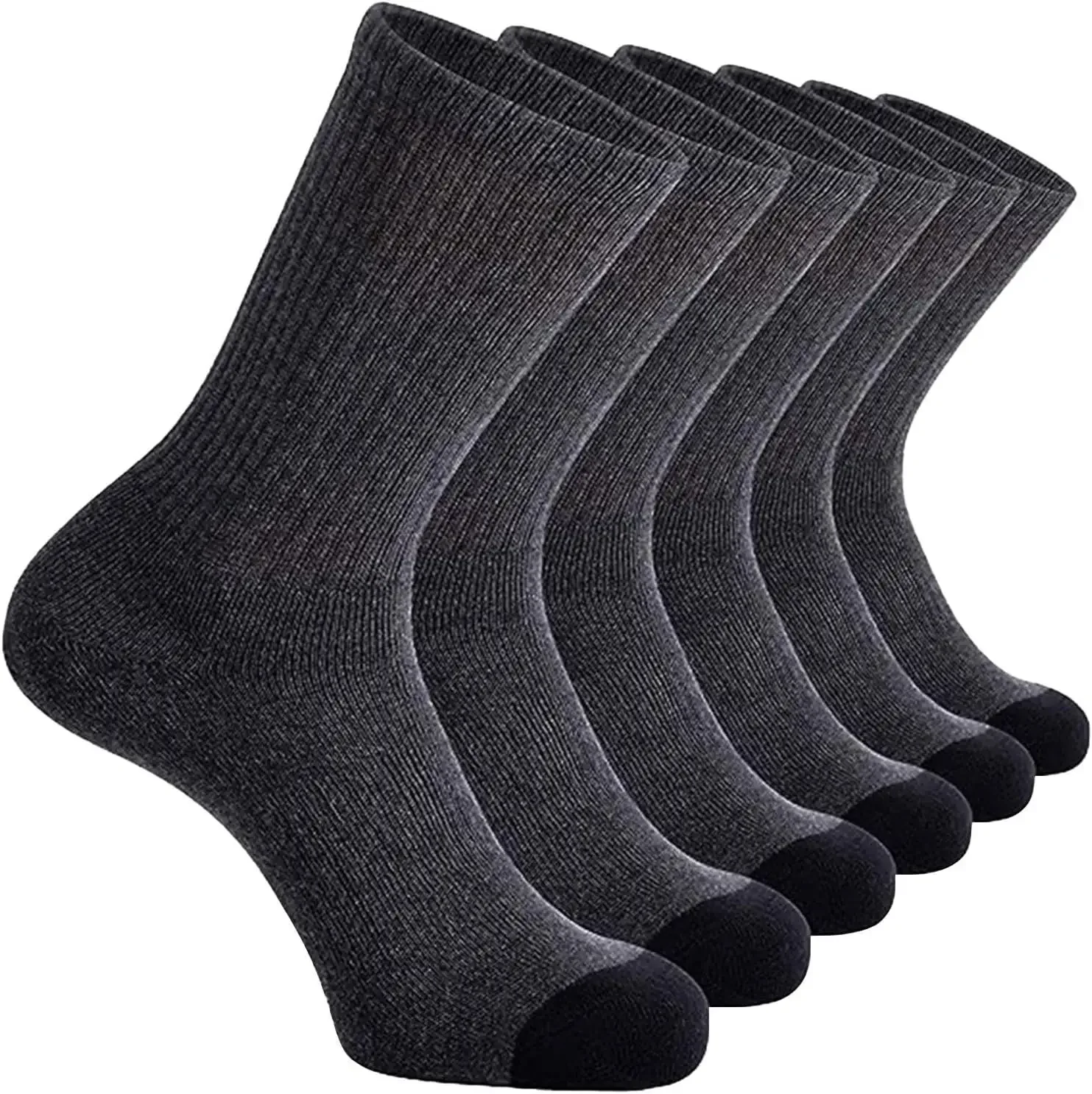 5 Pack Crew Socks for Women Men Fashionable Strip Ribbed Cuffs Soft Wide Heel Smooth Flat Seam Toe Arch Support