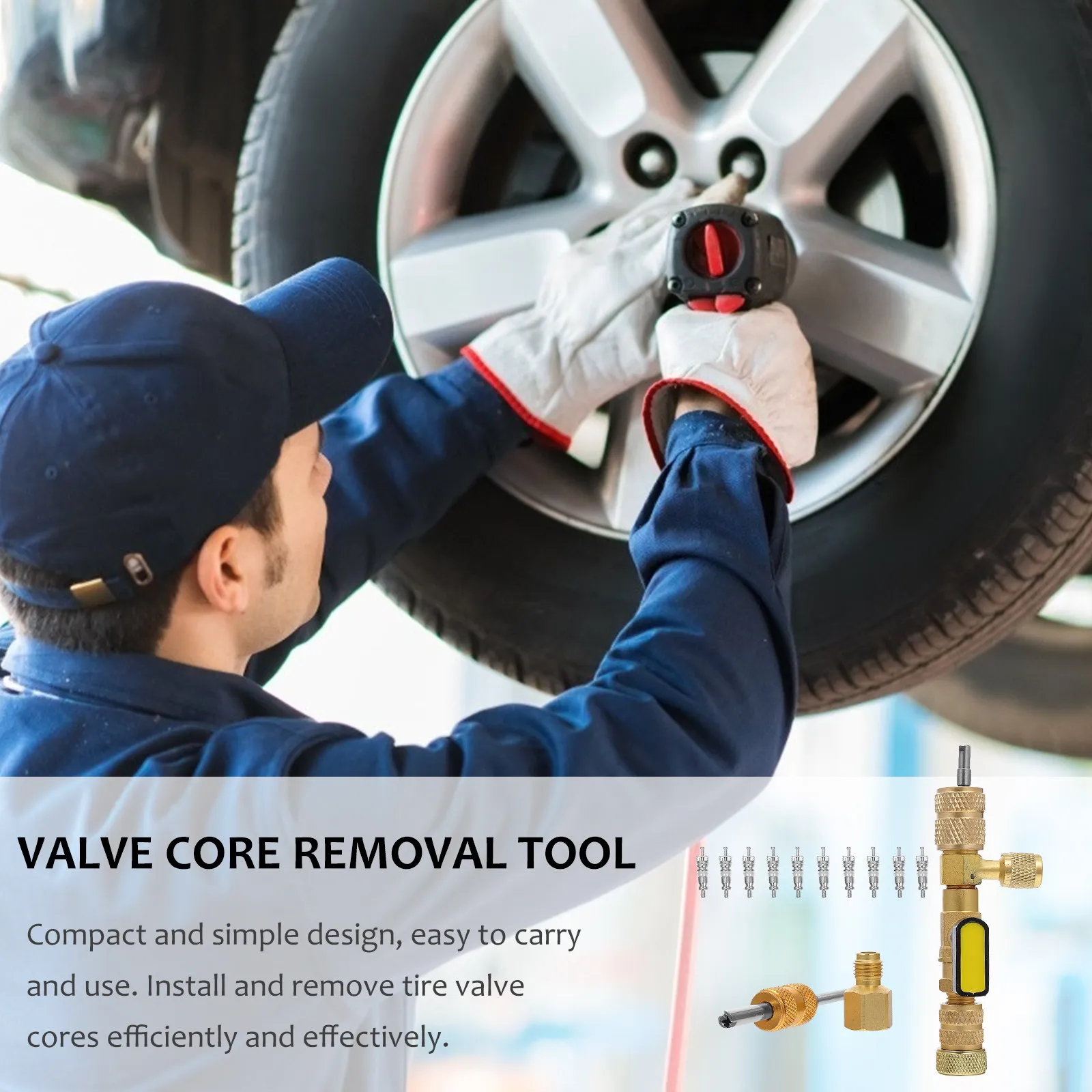 

1Set Core Remover Installer Tool Dual Size Durable Spool Tire Core Installation Removal Efficient Repair Gadget