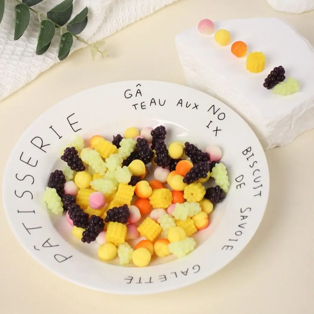 Miniature Grapes Squeeze Sensory Toys Fidget Toy Corn Squeeze Peach Toy Mini Pretend Play Simulation Kitchen Toy Girls