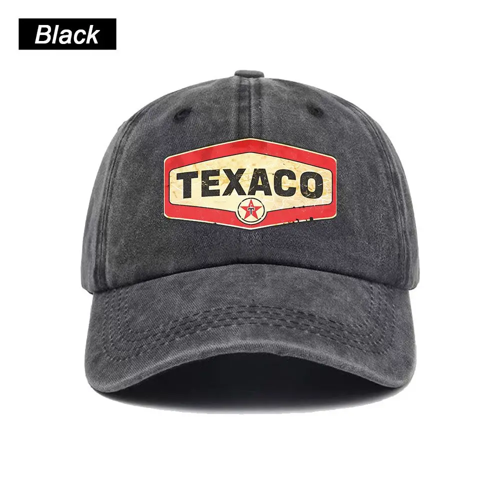 Vintage Washed Baseball Cap Texaco Print Graphic Unisex Streetwear Casual Trucker Style Summer Cotton Sun Hat