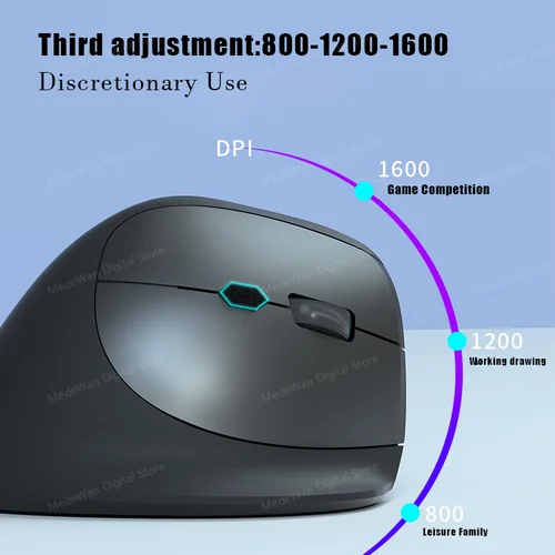 Imagen 2 del producto Ratón Vertical Xiaomi ergonómico 2,4G Bluetooth 5,2 ratones inalámbricos ópticos ajustables 1600DPI 6 botones para ordenador portátil