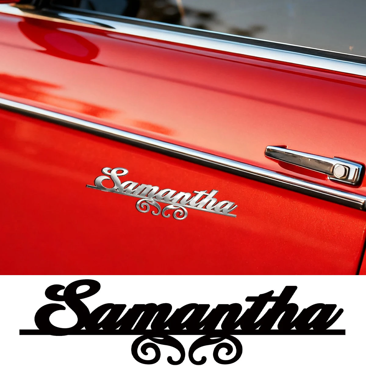 Elegant Filigree Art Font Stainless Steel Waterproof Custom Letter 3D Metal Stickers Car Body Decal Creative DIY Decor Supplies