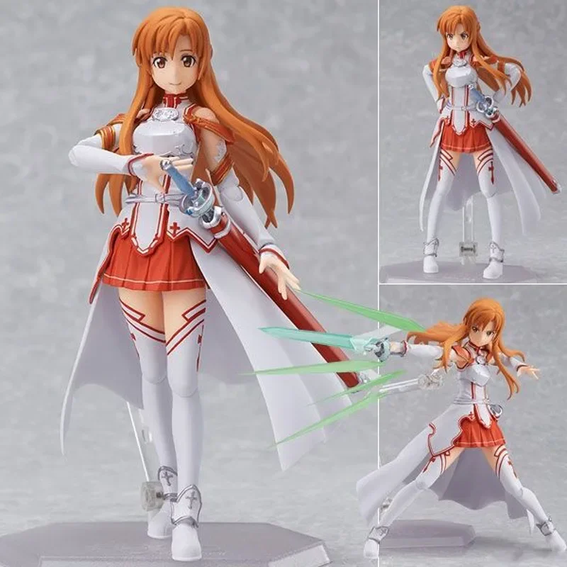 15CM Sword Art Online Asuna Boxed Ornament Yuuki Asuna Model Figma Serie Swappable Face Joints Are Mobile Statue Collection Gift