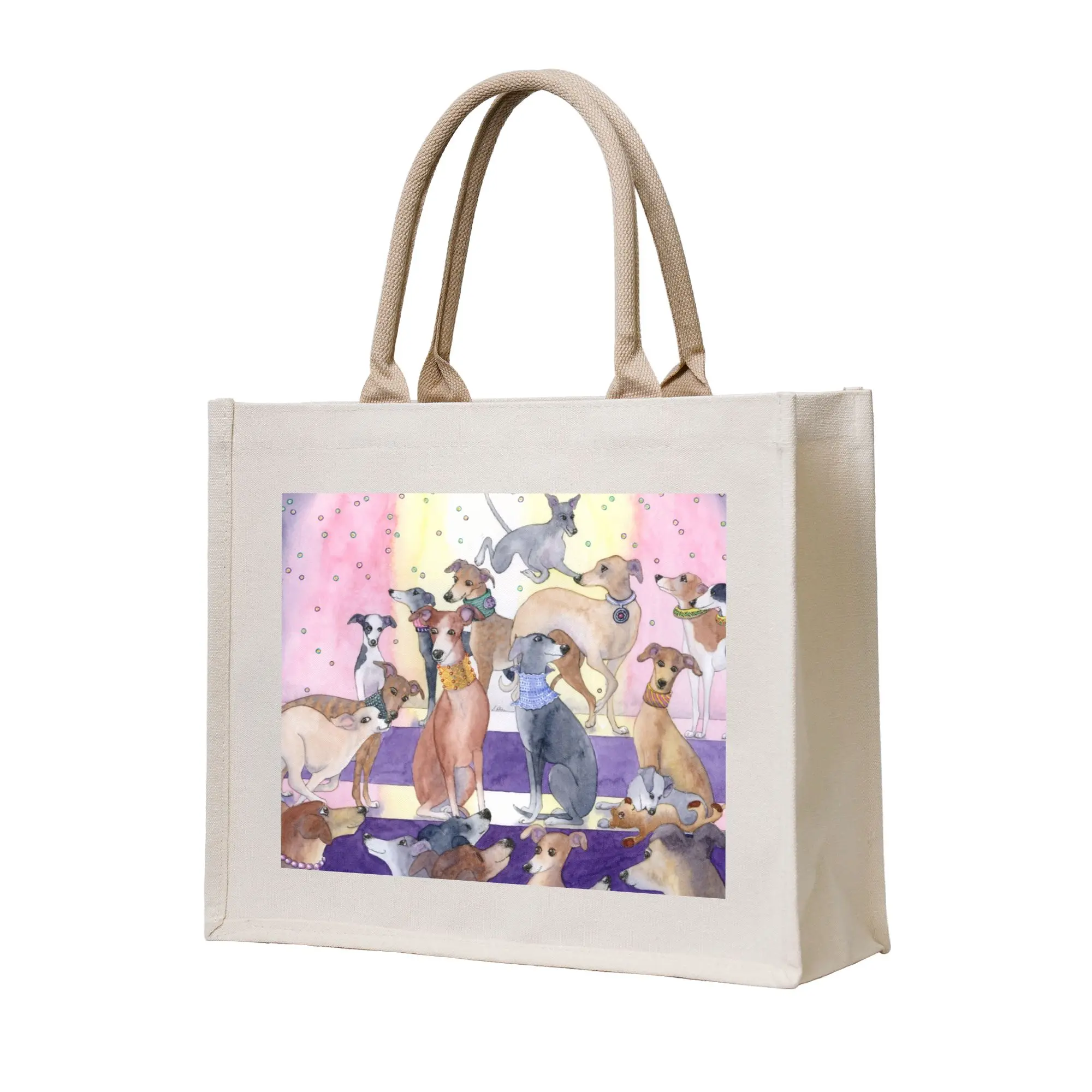 Whippets And Greyhounds Grocery Shopping Bag Custom Shopper Shoulder Tote Bag Big Capacity Portable Sighthound Dog Handbag