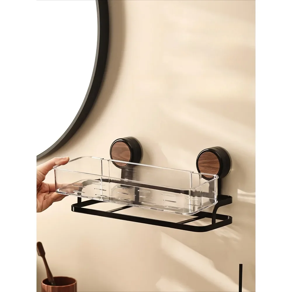 Suporte de ventosa com padrão de nogueira, antigo, pia de banheiro, armazenamento de perfuração livre de parede