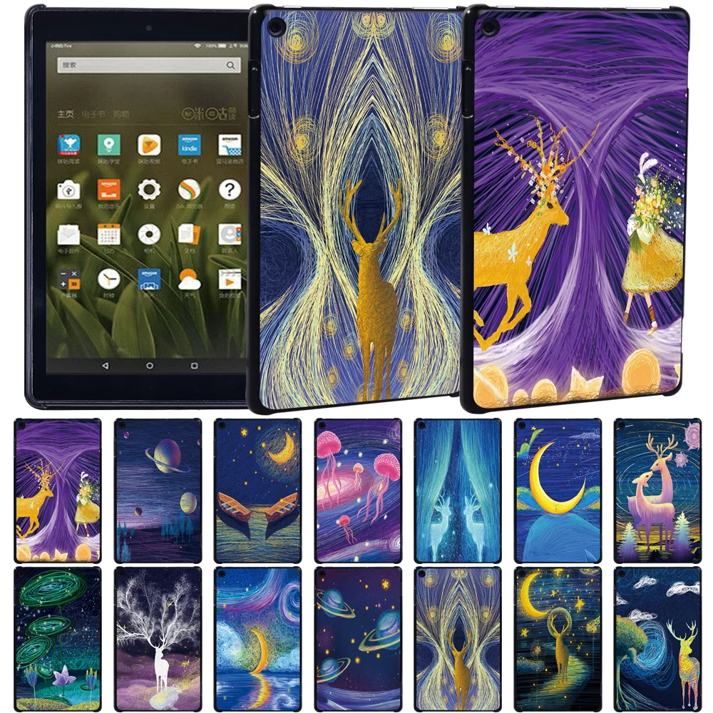 

Cover for Fire HD 8 Plus/Fire HD 10 11th/Fire 7 Painting Print Tablet Hard Back Case for HD 8 6th/7th/8th Gen /HD 10 5th/7th/9th