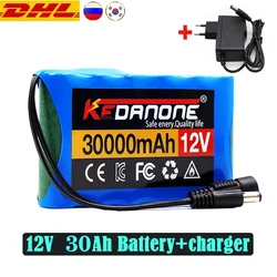 Super 12V 30000mah Capacity DC 12.6v 30Ah Portable Rechargeable Li-ion Battery CCTV Camera Monitor + Charger