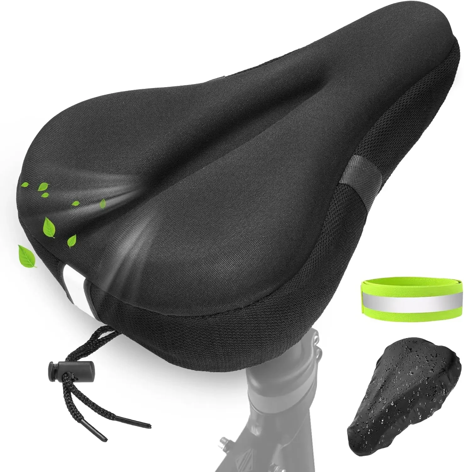 

Комфортная подушка для велосипедного сиденья — чехол для велосипедного сиденья с гелевой подкладкой из пены с эффектом памяти для мужчин и женщин, очень мягкий и со светоотражающим ремешком, подходит для Ex