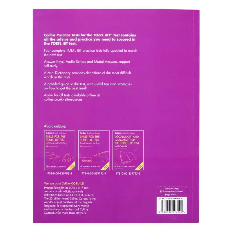 Practice Tests For The TOEFL IBT R Test Collins Harper Collins UK 9780008597900 Book