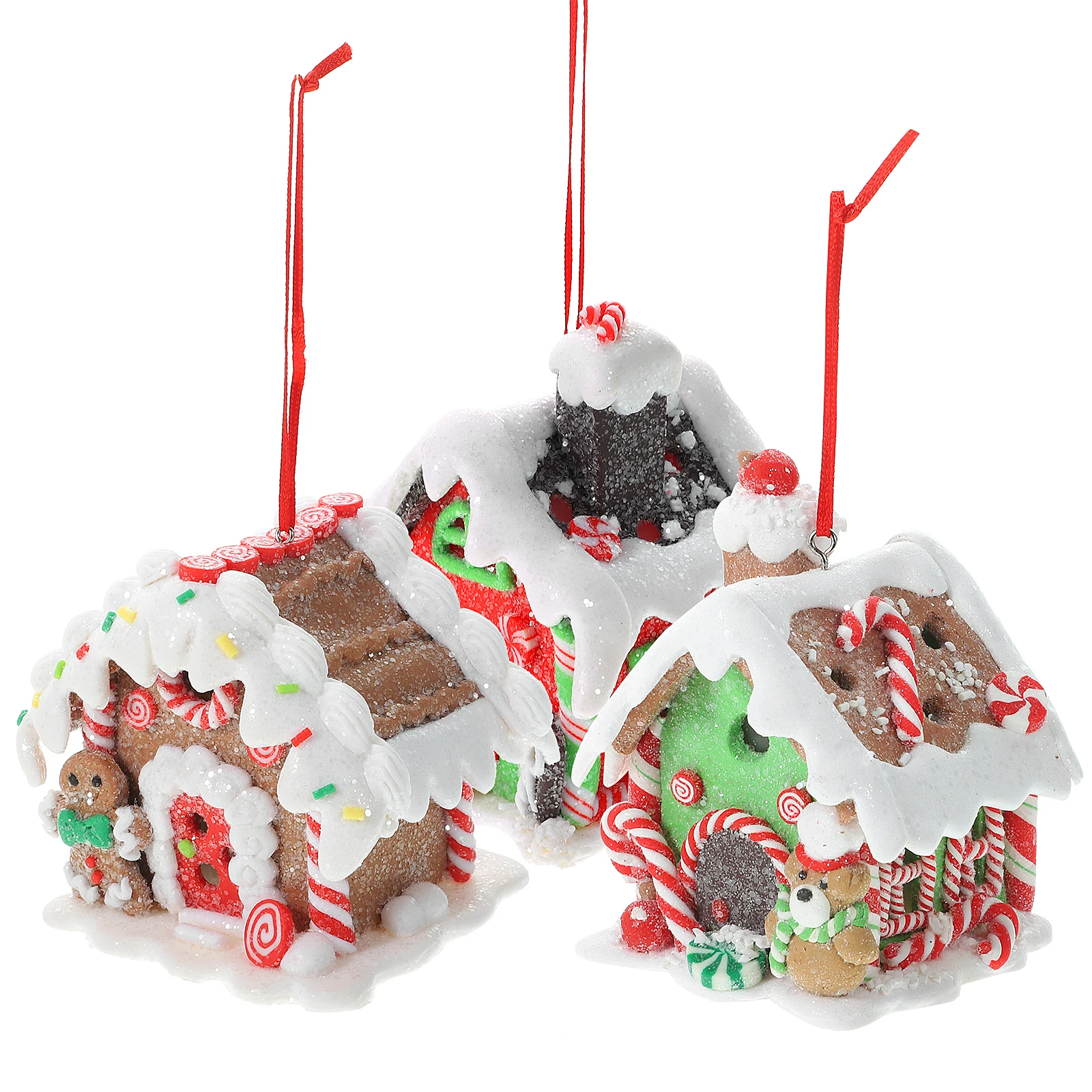 

3 Pcs Outdoor Glowing Christmas House Father Decorations Indoor Resin Lighted Ornaments