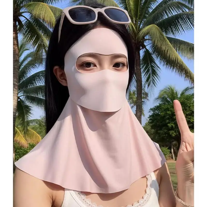 1Pcs Full Face Sunscreen Mask With Hat-Brim Adjustable Head-mounted Breathable Face Cover UV Protection Summer Outdoor Sports