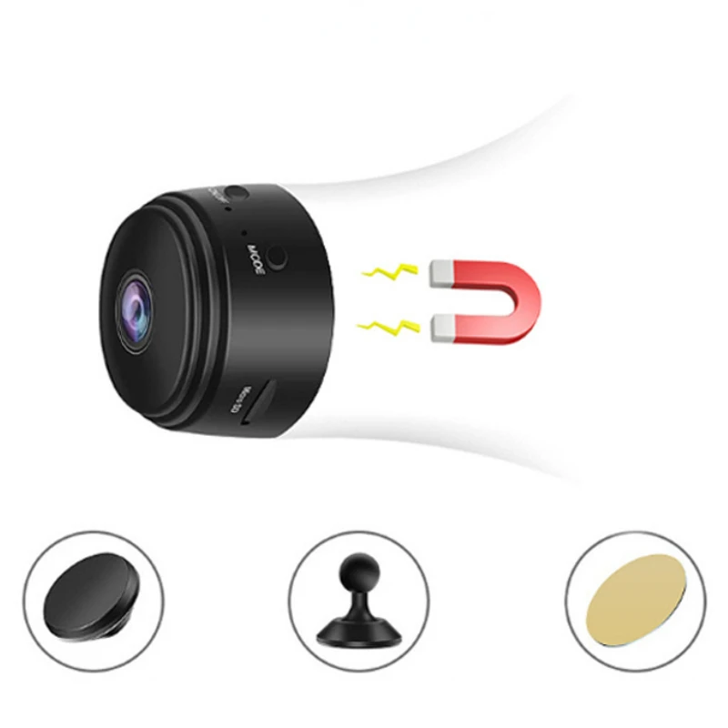 كاميرا شبكة مغناطيسية لاسلكية صغيرة ، واي فاي ، أسود ، ملحقات منزلية ، منزل ذكي ، شاشة مراقبة عن بعد ، حماية ، أمان ، WiFi p, HD