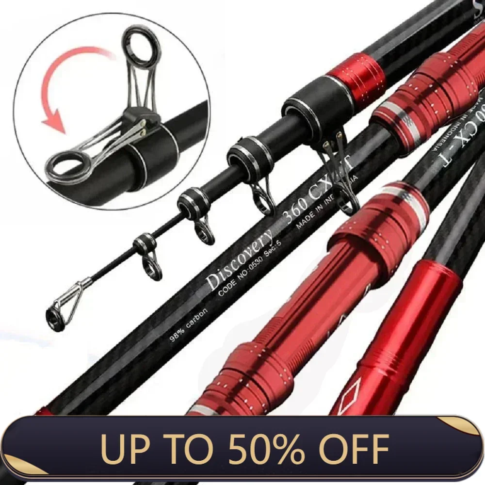 Telescopic Fishing Rod 2.7/3.0/3.6/4.2/4.5m Travel  Surf Rod Spinning Power 30-250g Throwing Surfcasting Carbon Baitcasting rod