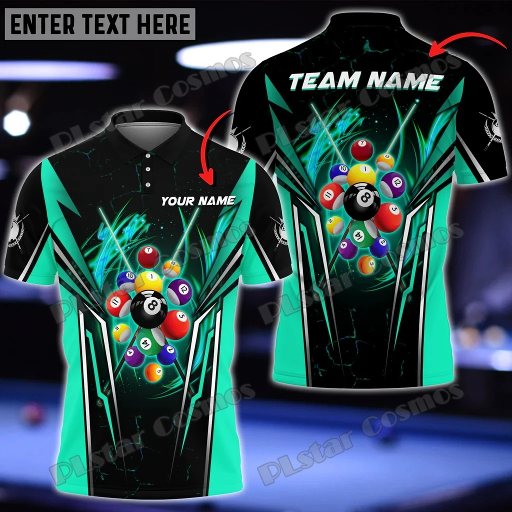 Billiards 8 Ball Personalized Name Multicolor Option 3D Printed Fashion Men's Polo Shirt Summer Unisex Casual Polo shirt WK148