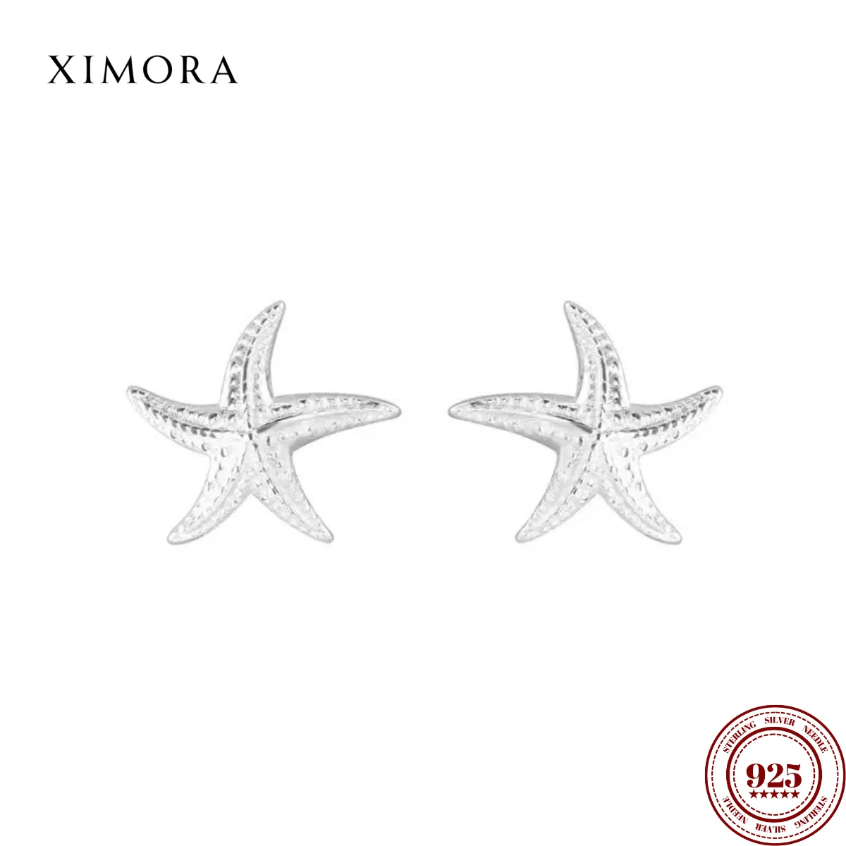 

XIMORA S925 Sterling Silver Irregular Starfish Stud Earrings for Women - Minimalist Design Jewelry Gift boucles d'oreilles femme