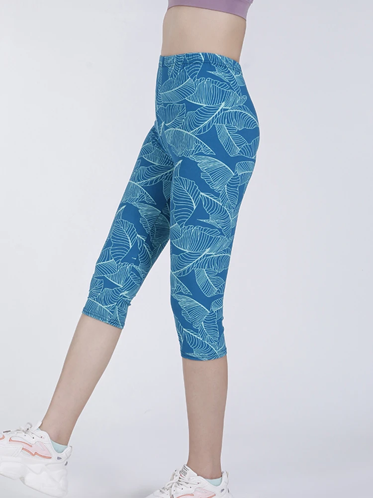 CHSDCSI-mallas deportivas Push Up con estampado de hojas para mujer, Capris de entrenamiento, cintura alta, elásticos, para gimnasio