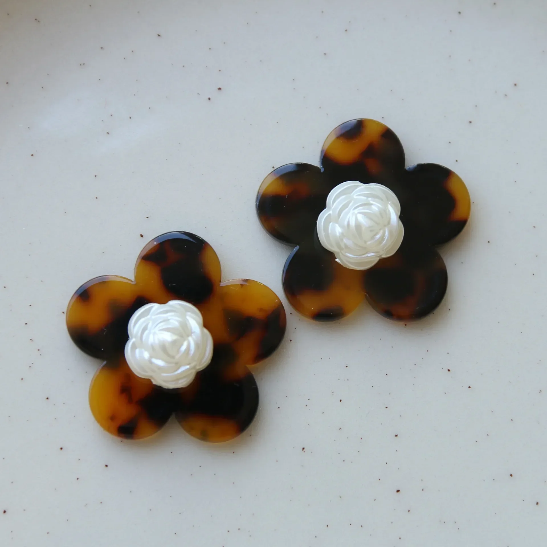 5pcs curry leopard print spotted plum flower floret acrylic acetate accessories diy hand earring headwear material